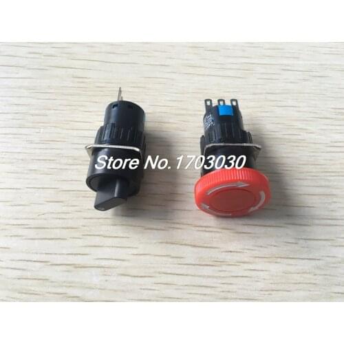 2 Pcs 16mm Panel Mount SPDT 1NO 1NC 3-Pin Rotary Switch w Emergency Stop Switch