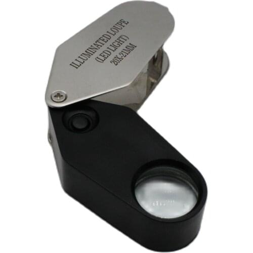 20X Portable Folding Magnifier Loupe with LED Light Jewelry Illuminated Magnifying Glass