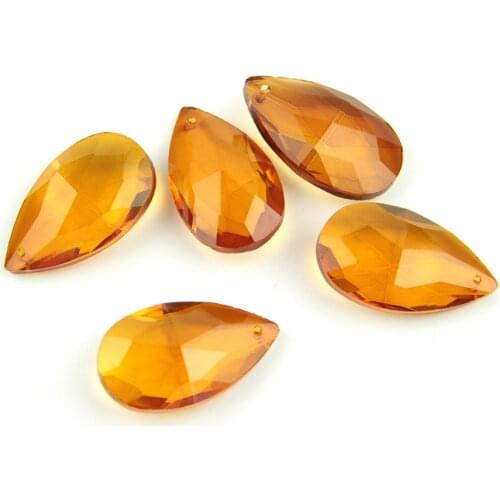 38mm-76mm Amber Tear Drop Glass Crystal Prism DIY Pendant Chandelier Jewelry Pendants Spacer Faceted