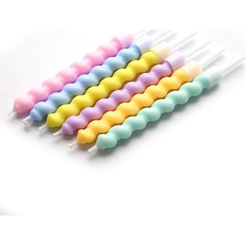 6pcs/set Thread Color Birthday Candles With Stand Cake Candle Baby Children Party Atmosphere Party Supplies Wedding Decoration