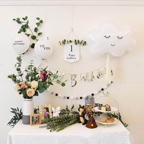 Baby Birthday Banner Flag Layout Bunting Garland Baby Shower Boy Girl First Happy Birthday Balloon Party Decorations Photo Props