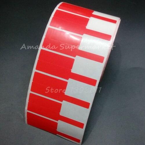 Network Cable Label Sticker 70*24mm 1000 Pieces Glossy PET Material Red Color P Shape Waterproof Tear Resistant