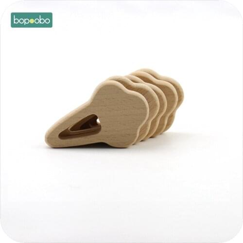Bopoobo Baby Teether Jewelry Accessories Wooden Beech Ice Cream 1pc Food Grade Infant DIY Nursing Teething PendantsBaby Teether