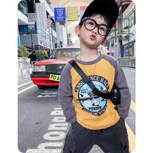 Childrens Long Sleeve T-shirts Spring Autumn New Baby Boys Fashion Print Cotton T Shirt Kids Clothing 2-9 Y Boys Casual Tops