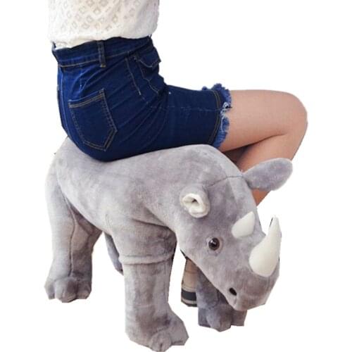 Fancytrader 22‘’ Stuffed Simulation Rhinoceros Lifelike Plush Simulation Rhino Toy Kids Cartoon Sofa Chair Can be Rode 56cm