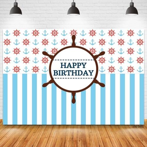 Custom Name Blue Stripe Birthday Party Decor Backdrop Photo Studio Newborn Baby Shower Boy Girl Photocall Background Photography