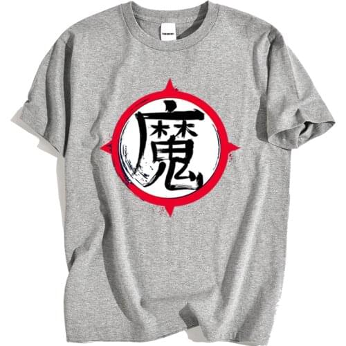 Demon Kanji Devil Prints Anime Mens T-Shirts Loose Breathable Tops Creativity Crewneck Tshirts Cartoons Breathable Man Clothing