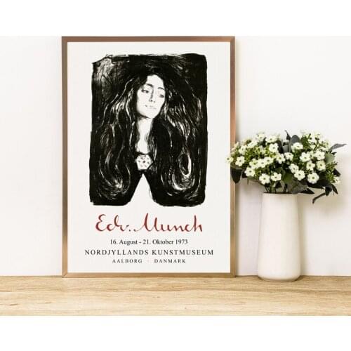 Edvard Munch Art Exhibition Poster Vintage Prints , Abstract Artwork Painting Wall Art Picture Canvas Painting Living Room Decor