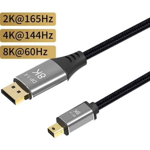 Mini DP To DP Cable 4K@144hz 8K@60Hz Thunderbolt Bi-direction DP 1.4 Cable