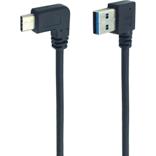 25cm 1m 90 Degree USB Cable USB 3.0 Left Male to USB 3.1 Type C Male Right Angle Sync Charge Converter Adapter Data Cable Drop