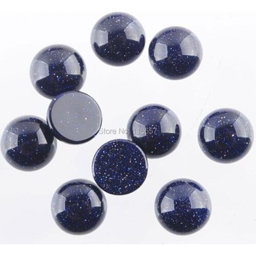 20Pcs Blue Sand Cabochon 8mm for Diy Jewelry Making Flat Back fit Round Cameo Stud Earring Accessories Decoration Craft IU3170