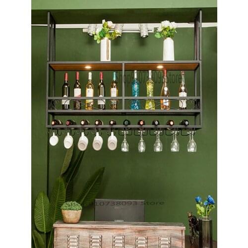 Creative wrought iron wine hanger upside down goblet holder bar bar hanging wine rack wine cabinet home restaurant wall cabinet