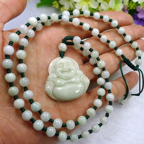 KYSZDL Natural hand carved Buddha Pendant Free round bead Necklace Women Buddha Pendant Jewelry Gift