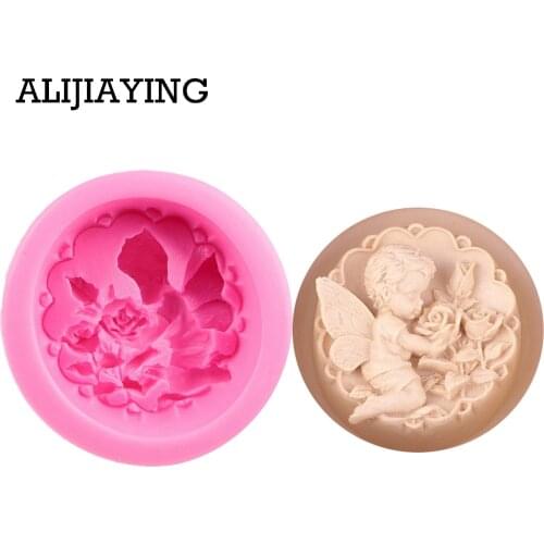 M0446 DIY cake baking silicone fondant mold boy Angel Flower shape silicone handmade soap mold