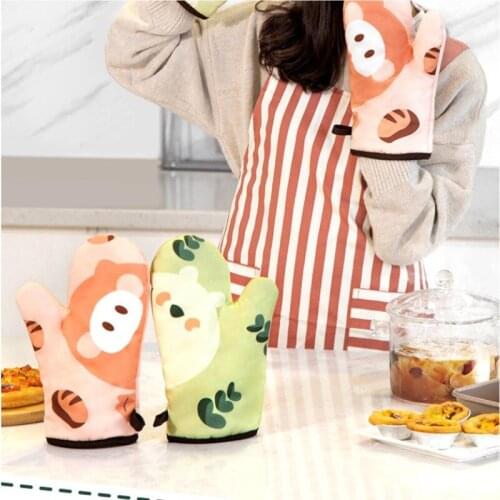 Small Fresh Household Silicone Heat Insulation Gloves For Kitchen Oven Special Thickened Antiscalding Gloves Kitchen Accessories