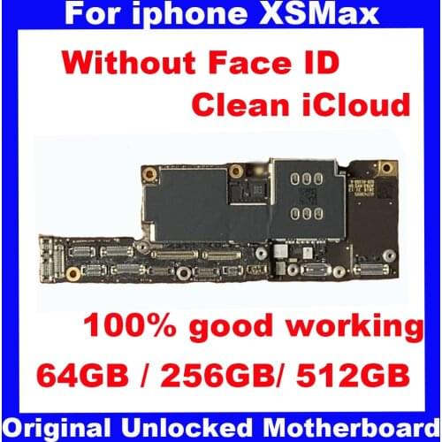 For iphone XS Max Factory Unlocked mainboard Original IOS System Motherboard+Chips 64GB 256GB 512GB Logic Board Without Face ID