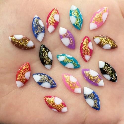 Mix 100PCS AB Resin 7*15mm Shiny Glitter Horse Eye Flat Back Stone Scrapbook DIY Wedding Applique Ornament F515