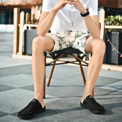 OLOMM 2019 large size mens summer woven sandals mens casual baotou youth beach shoes Roman mens sandals TT-192