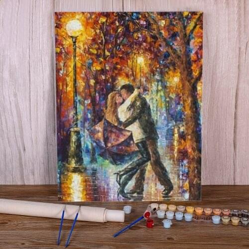 Landscape Rain City Night Street Painting By Numbers Kit Oil Paints 40*50 Painting On Canvas New Design For Adults Handiwork