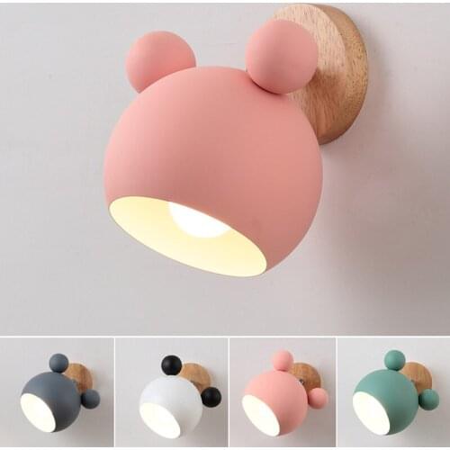 Nordic Marcaron Cartoon Mouse Wall light Sconces Bedroom Wall Lamp Home Decor Kids Childrens Room Modern Led Lighting Fixtures