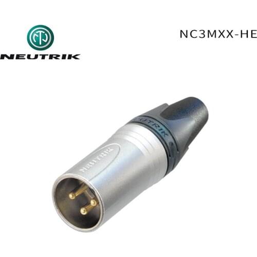 NEUTRIK NC3MXX-HE 3 pole Male cannon XLR cable connector velour-chromium housing machined gold contacts