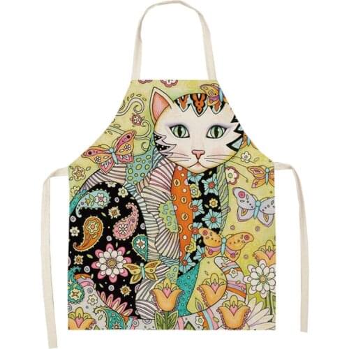 New Flower Cat Pattern Goods for Home Kitchen Kitchen Apron Women Apron for Hairdresser Baking Accessories for Home and Kitchen
