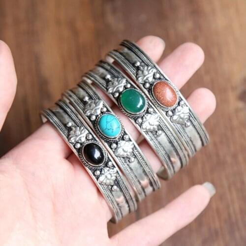 Charming Handcraft Personalized Tibetan Silver Bracelet with tigers eye Turquoise Bracelet for men and women
