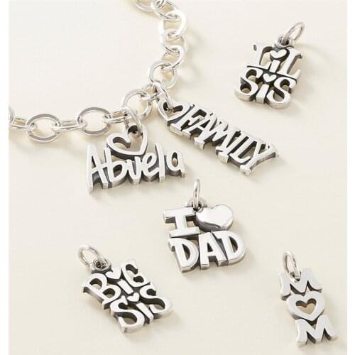 Love Charms Emotional Texts 316L Stainless Steel Pendant Necklace Accessories Bracelet Charm for DIY Jewelry Making Holiday Gift