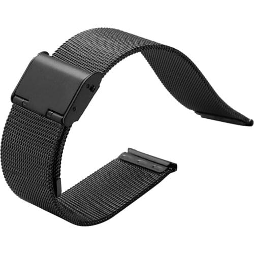 Black 20mm 22mm Mesh Stainless Steel Watchband Hook Buckle Watch Strap for Women Men Watches Replacement Bracelet