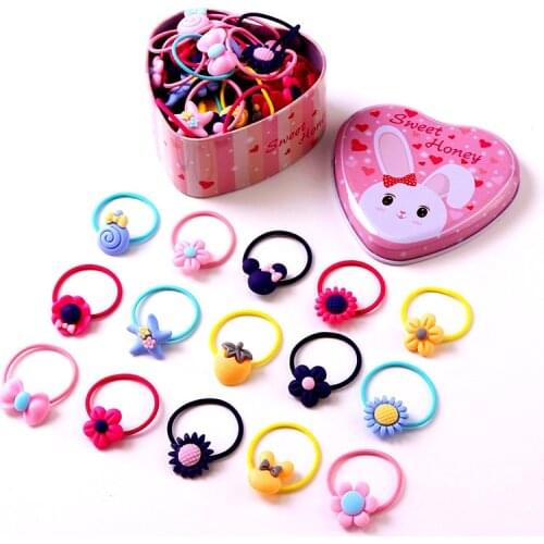 20pcs High Quality Hairwear Cartoon Baby Girl Elastic Hair Bands Ponytail Holder Hair Rope Kids Rubber Hair Bands Accessories