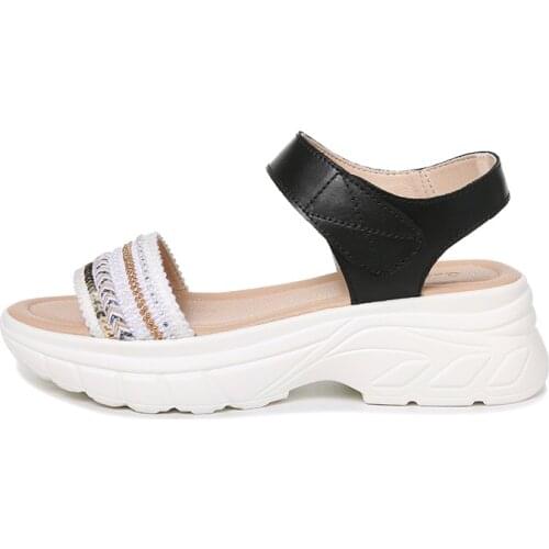 Open-Toe Platform Sandals, Velcro Color-Blocking WomenS Shoes, Waterproof Platform WomenS Shoes