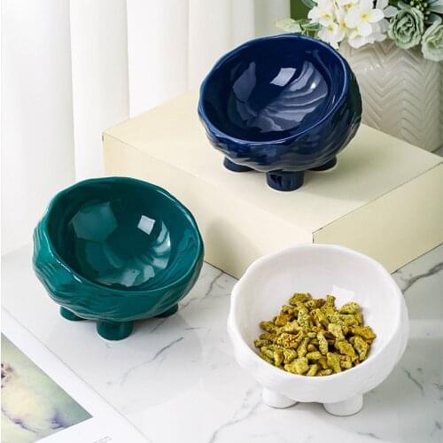 Fashion Ceramics Pet Bowls Dog Bowl Oblique Pet Feeder Large Capacity High Foot Oblique Bowl Protection Spine Cat Food Bowl