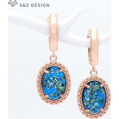 S&Z DESIGN Korean Fashion Oval Egg Shape Dangle Earrings For Women Girl Wedding Jewelry 585 Rose Gold Simple Temperament Eardrop