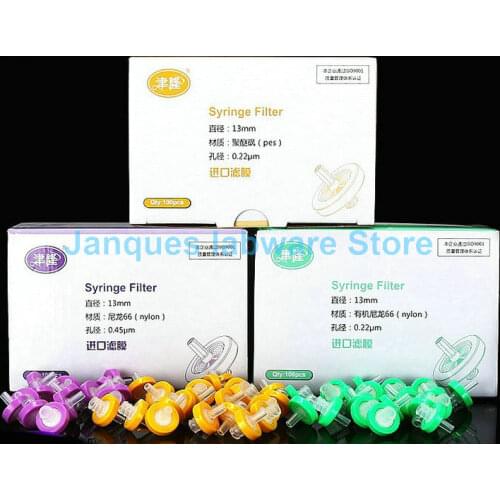 100pcs/lot Lab13mm 25mm Millipore Membrane Syringe Filter with PES/Nylon/PTFE/MCE/Fiberglass Material for Experiment