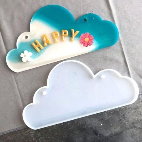 DIY Resin Crystal Epoxy Door Number Plate Mold Indicator Signs Happy Tags Cloud Shape Doorplate Casting Silicone Mould