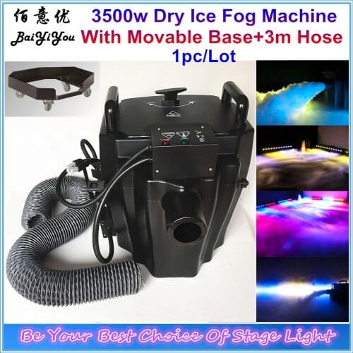 Wedding Party 3500W Dry Ice Fog Smoke Machine Dry Ice Water Low Smoke Stage Special Effect Machine With Movable Base And 3m Hose