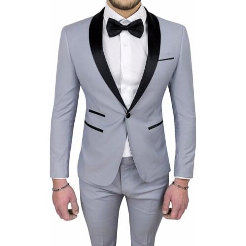 Light Gray Best Man Suit Custom Made One Button Groomsman Wedding Suits For Men Men Groom Tuxedos Prom Suits Jacket+Pants+Tie