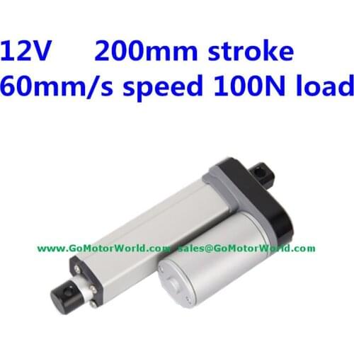 Waterproof IP65 12V 200mm 8inch adjustable stroke 100N 22LBS load 60mm/s speed industry heavy duty linear actuator LA10F