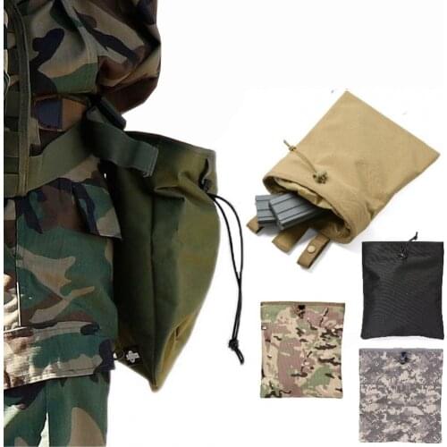 Military MOLLE Dump Pouch Tactical Mag Recovery Pouch Drawstring Ammo Magazine Recycling Bag Airsoft Utility Hunting Rifle Gear