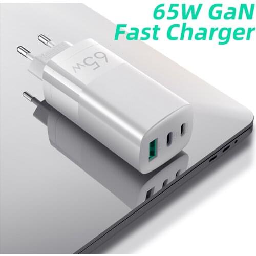 HAWKEN 65W GaN Charger Quick Charge 4.0 3.0 Type C PD USB Charger QC 4.0 3.0 Portable Fast Charger