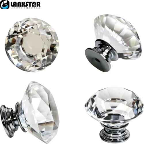 Factory Supply High-end Diamond Style Crystal Handle Closet Door Handles 40mm Knobs