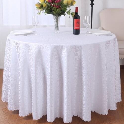 Jacquard White Table Cover Round Washable Banquet Party Decor Polyester Outdoor Tablecloth Protector tablecloths for events