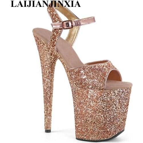 LAIJIANJINXIA Womens shoes, sandals, Roman new Metal chain 20cm high Heels with the Wedding Shoes, Hollow out Dance Shoes