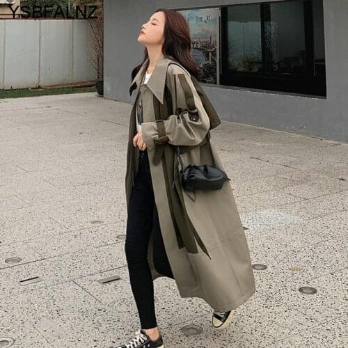 Autumn Fashion Women Trench Patchwork Hit Color Full Sleeve Lapel High Street Loose Slim Thin Windbreaker Coats Plaszcze Damskie