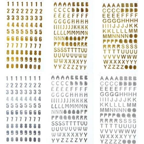 1Pc Gilding Stickers Digital Letter Number Tags DIY Decals For Album Notebook Decoration Paper Craft Scrapbooking Kids Gifts