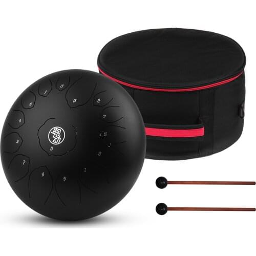 11 Inch Steel Tongue Drum 13-Notes C-Key Percussion Instrument with Mallets Drum Bag Wiping Cloth for Drum Accessories