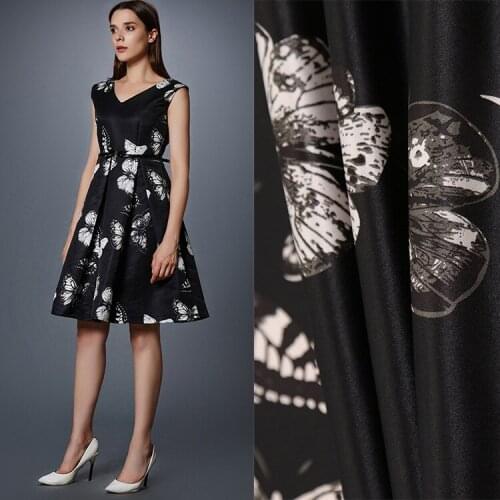 150 cm stretch satin printed fabric butterfly print satin fabric material pajamas dress scarf stretch fabric wholesale cloth