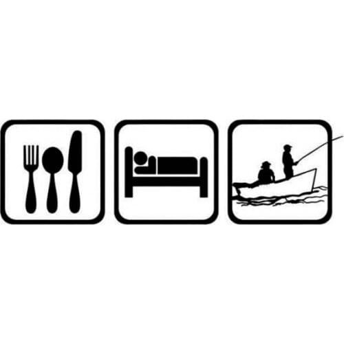 16cm*4.9cm EAT SLEEP FISHING Funny Vinyl Car-styling Decals Car Sticker Laptop Suitcase Helmet Skateboard Sticker