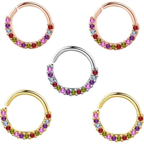16G Septum Piercing Clicker Nose Septum Rings Brass Hoop Cartilage Earrings Tragus Helix Rook Body Piercing Daith Ear Stud