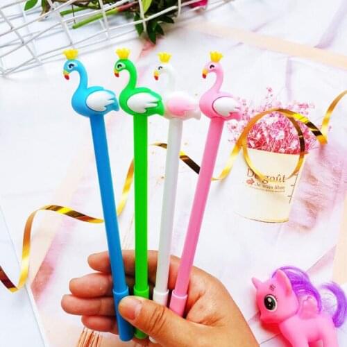 2pc Kawaii Flamingo Pen Black Signature Water Pen Cartoon Student Office School Supplies Creative Stationery Cute Crown Swan Pen